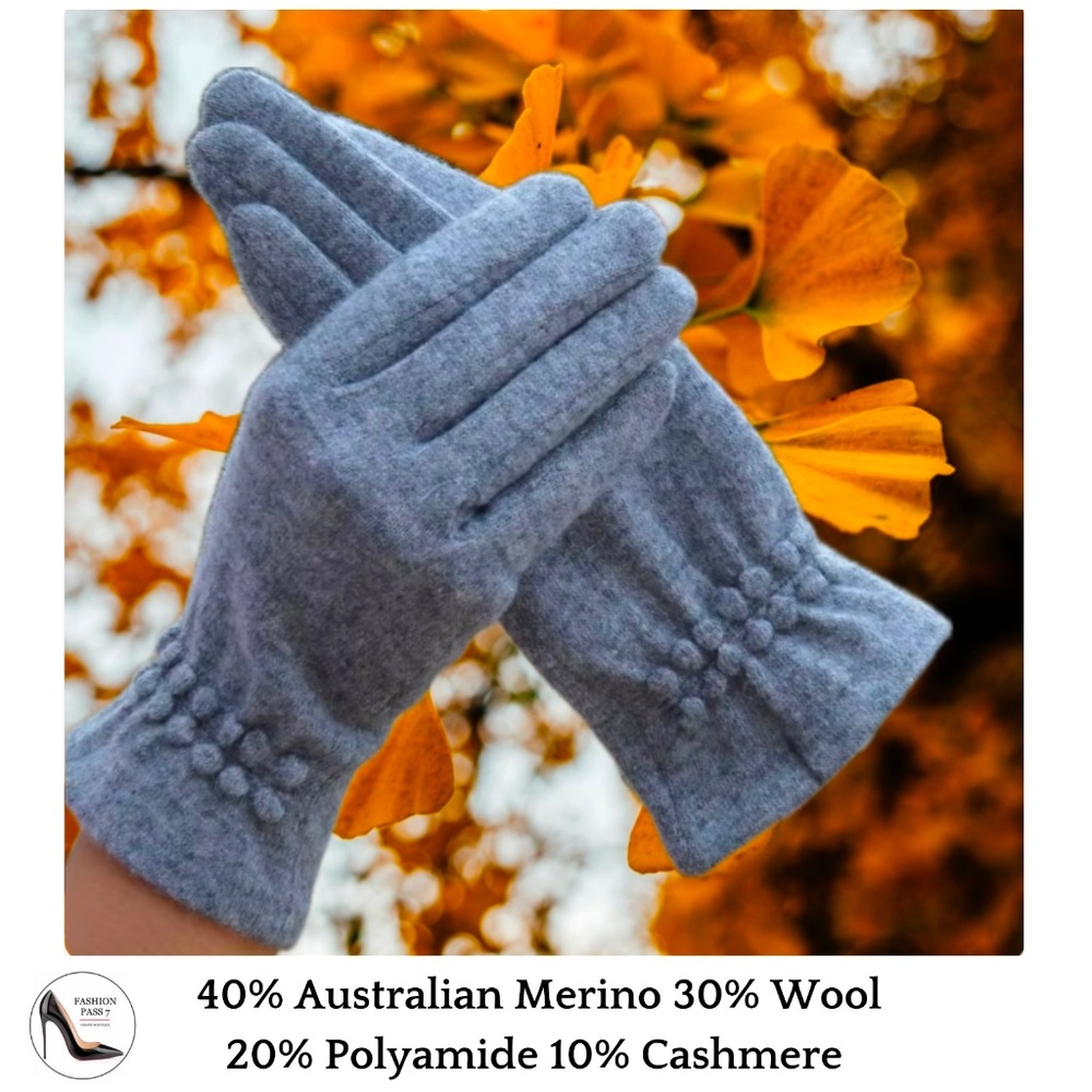 Luxury Cashmere Merino Wool Gloves Classic Gray Driving Winter Warm Cozy gloves